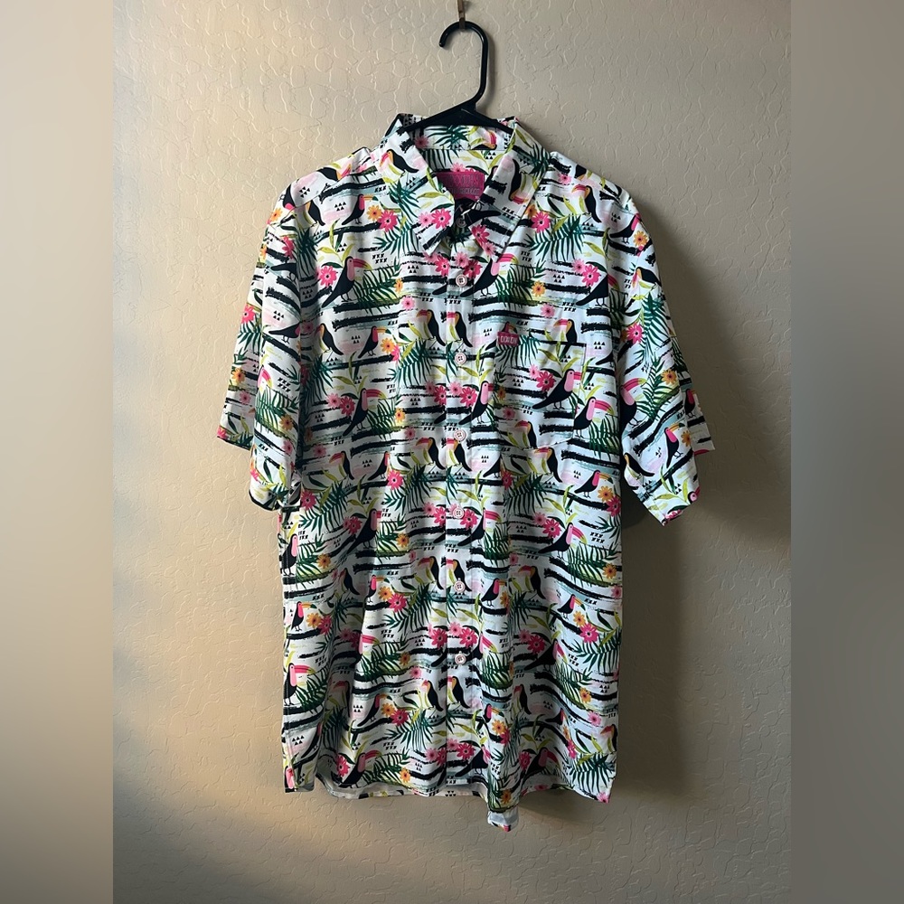 Dixon Flannel Company Toucan Shirt Short Sleeve Button Down Shirt, XL